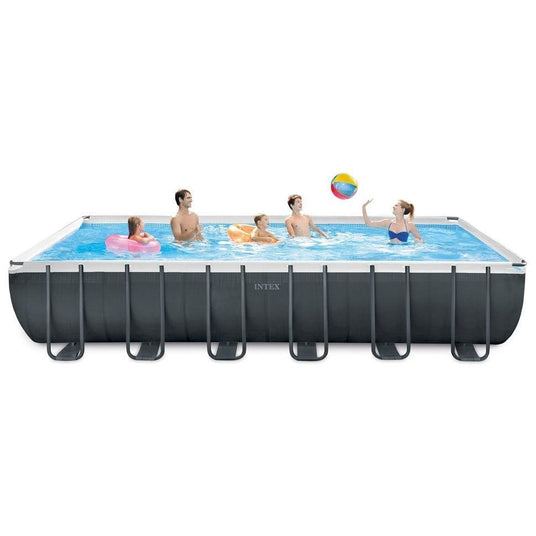 Intex 24ft x 12ft x 52" Ultra XTR Frame Rectangular Above Ground Swimming Pool with Sand Filter Pump and Accessories (26364) - NEW for 2019