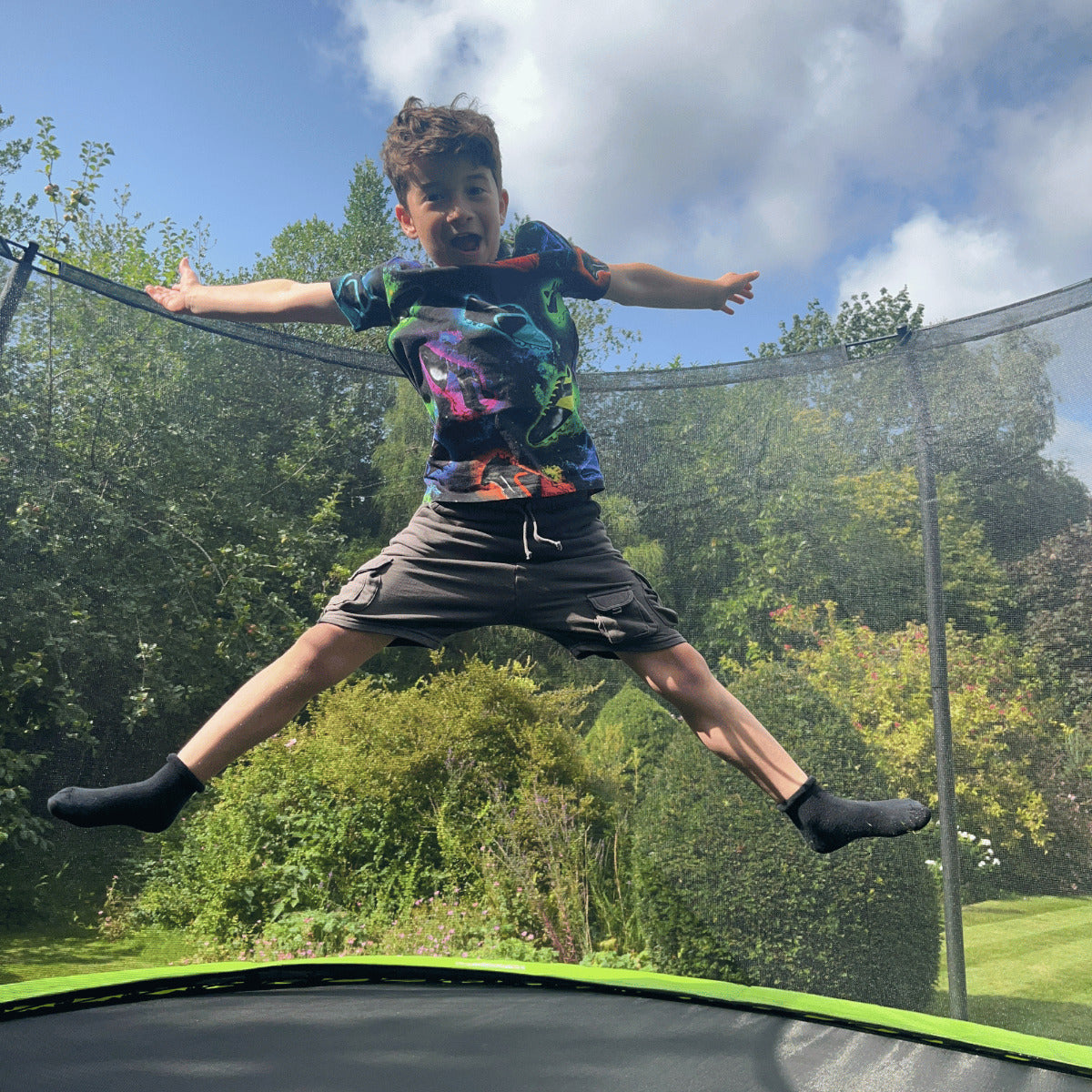 10ft x 7ft JumpPRO® Xplore Green Rectangular Trampoline with Enclosure