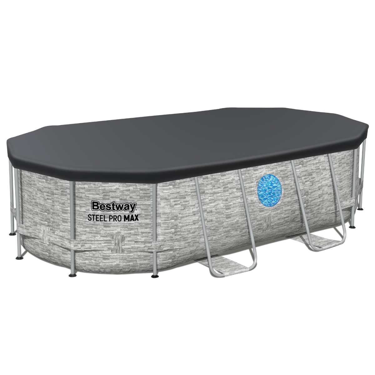 Bestway 14ft x 8ft 2" x 39.5" Oval Steel Pro MAX™ Splashview Above Ground Swimming Pool, Filter Pump & Accessories