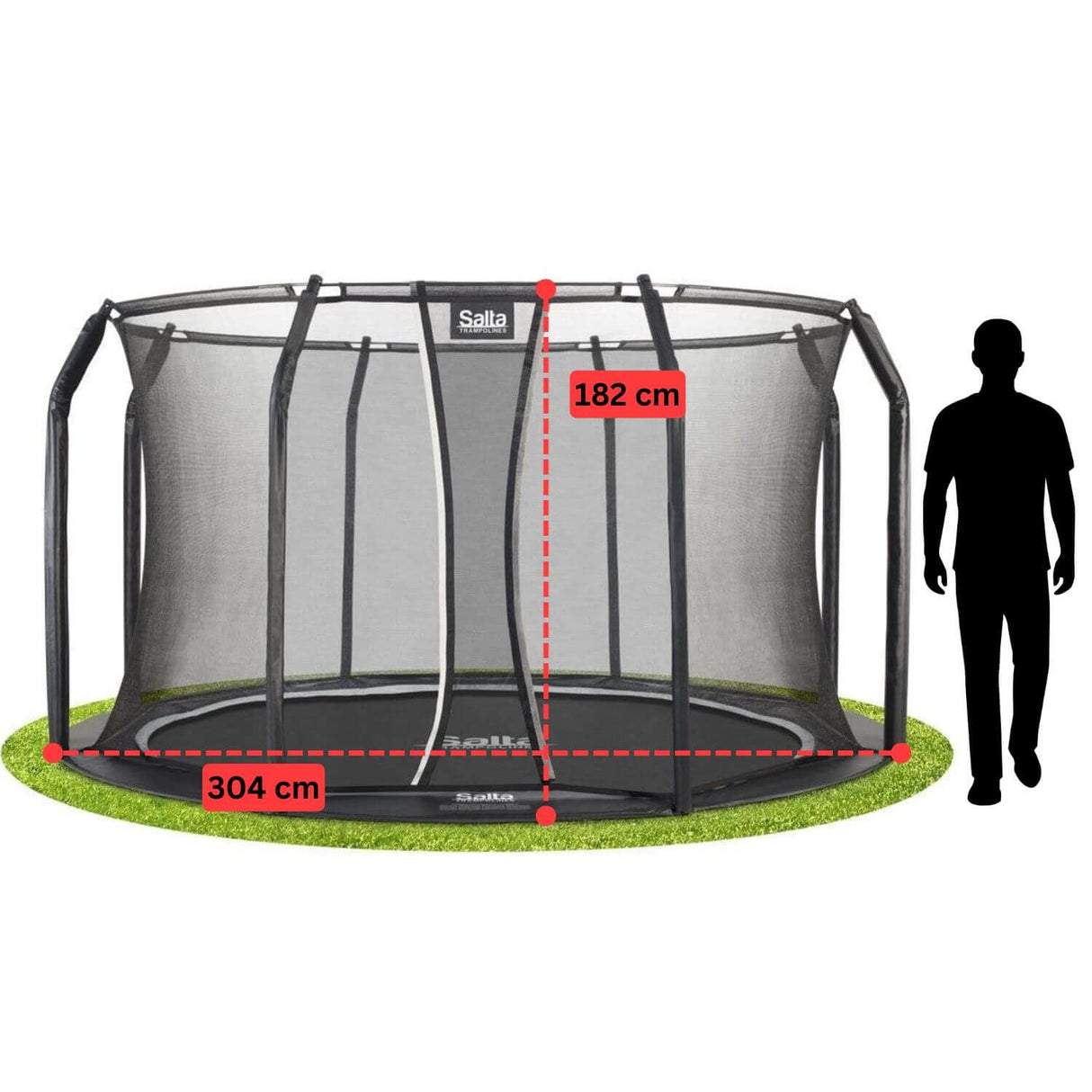 10ft Salta Black Royal Baseground Round Trampoline with Enclosure