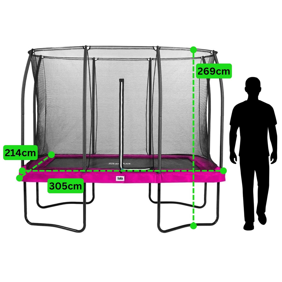 10ft x 7ft Salta Pink Rectangular Comfort Edition Trampoline with Enclosure