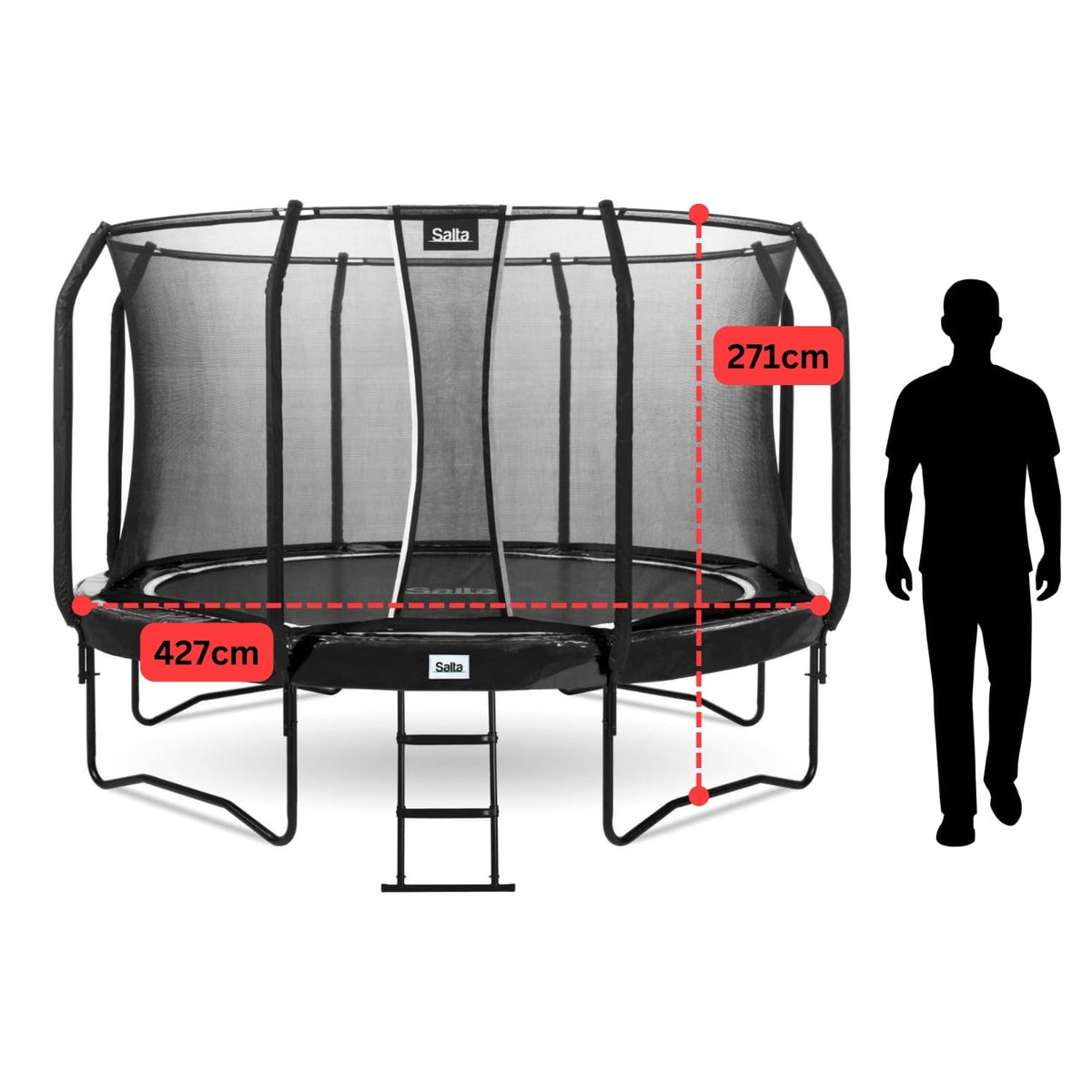 14ft Salta Black Round First Class Edition Trampoline with Enclosure