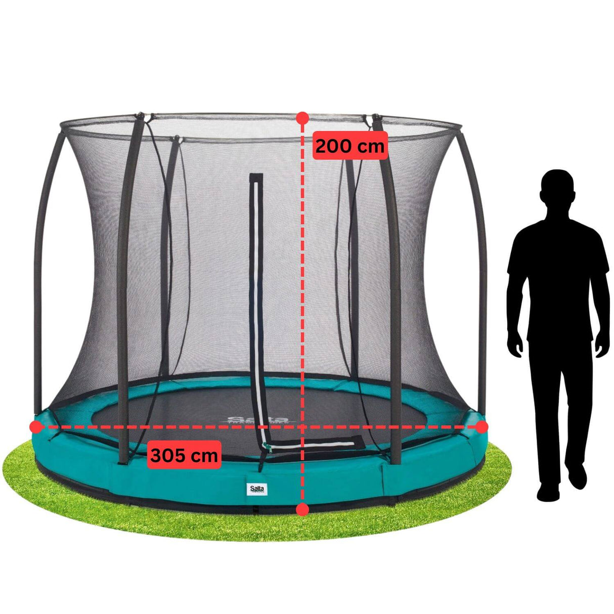 10ft Salta Green Comfort Edition InGround Round Trampoline with Enclosure