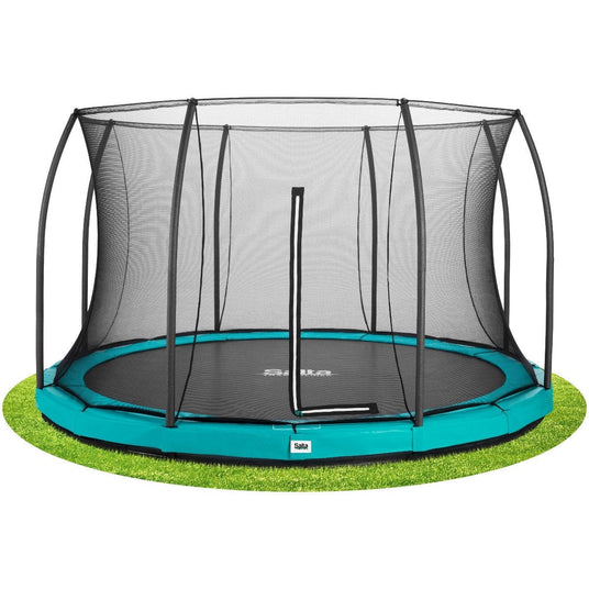 14ft Salta Green Comfort Edition InGround Round Trampoline with Enclosure (5398G)B