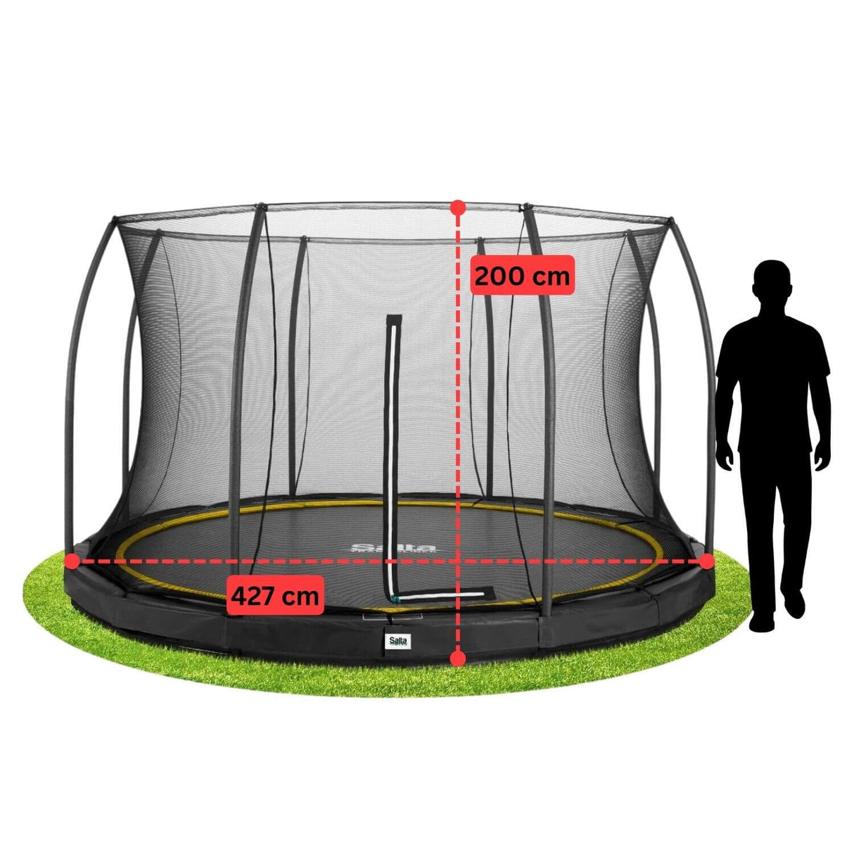 14ft Salta Black Comfort Edition InGround Round Trampoline with Enclosure