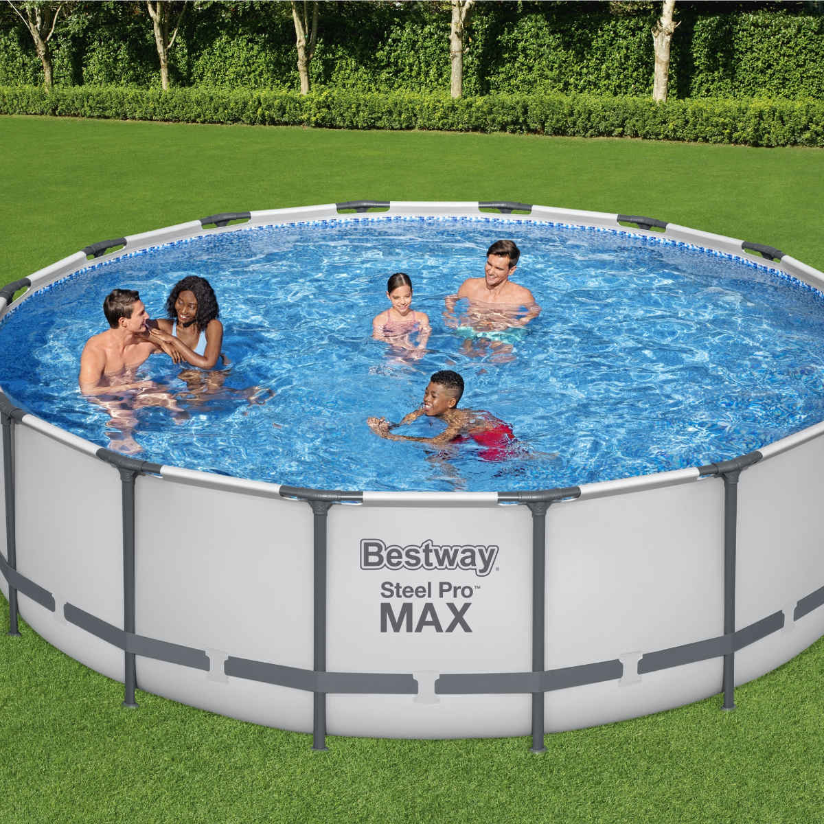 Bestway Round Steel Pro MAX™ Grey 16ft x 48" Above Ground Swimming Pool, Filter, Pump & Accessories