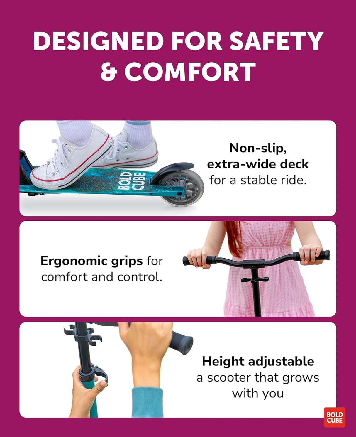 Fuchsia - Deluxe 2 Wheel Scooter