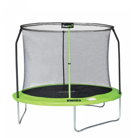 8ft JumpPRO™ Xplore Green Round Trampoline with Enclosure
