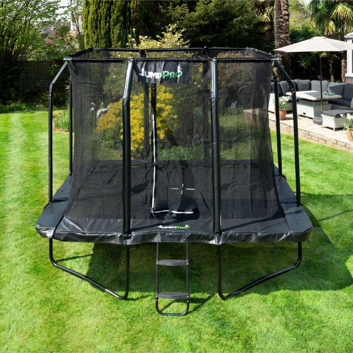 12ft x 8ft JumpPRO™ Xcel Black Rectangular Trampoline with Enclosure
