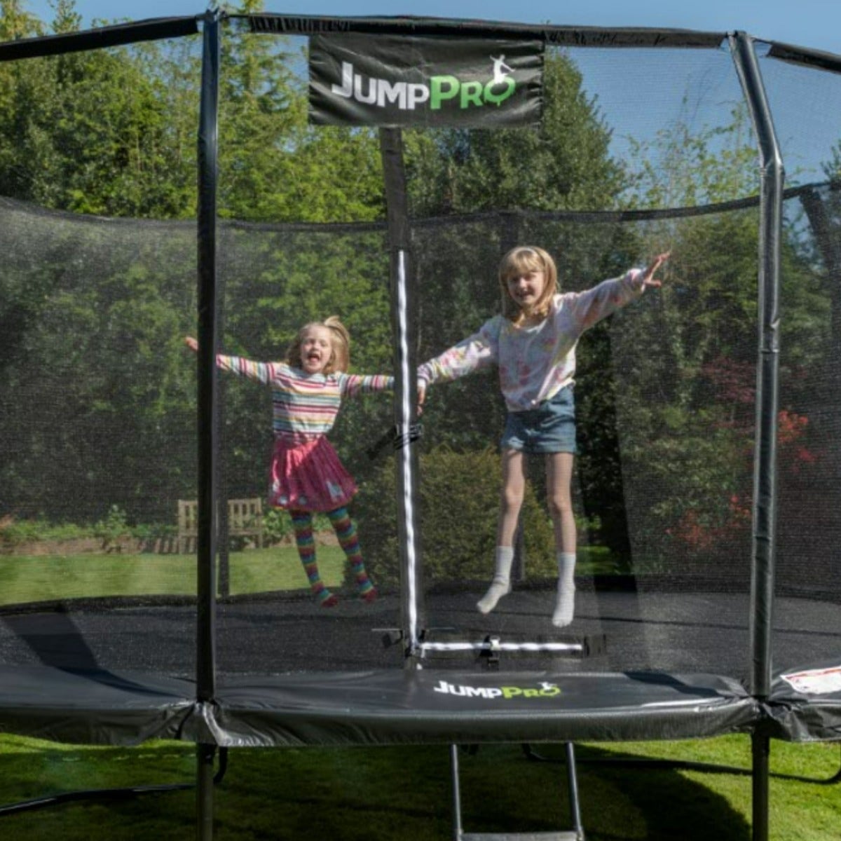15ft x 10ft JumpPRO™ Xcel Black Oval Trampoline with Enclosure