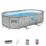 Bestway 14ft x 8ft 2" x 39.5" Oval Steel Pro MAX™ Splashview Above Ground Swimming Pool, Filter Pump & Accessories