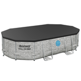 Bestway 16ft x 10ft x 42" Oval Steel Pro MAX™ Splashview Above Ground Swimming Pool, Sand Filter Pump & Accessories