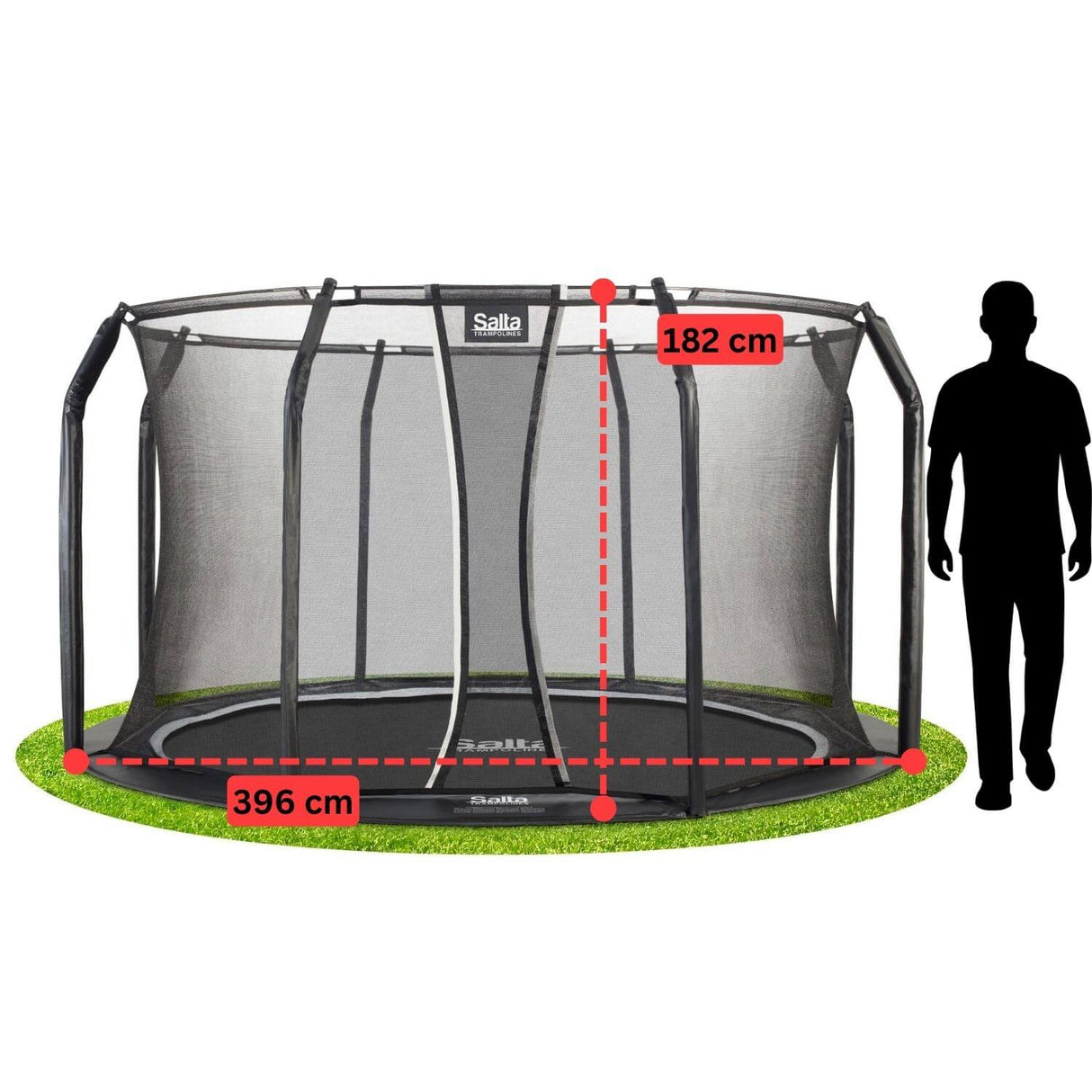 13ft Salta Black Royal Baseground Round Trampoline with Enclosure