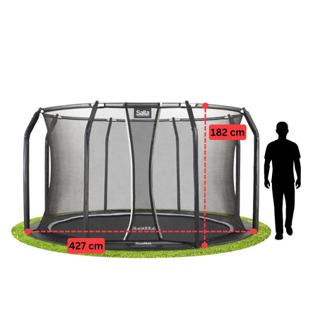14ft Salta Royal Baseground Black Round Trampoline with Enclosure