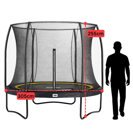 10ft Salta Black Round Comfort Edition Trampoline with Enclosure