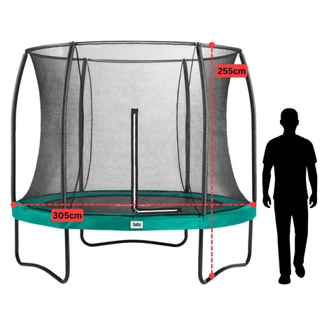 10ft Salta Green Round Comfort Edition Trampoline with Enclosure