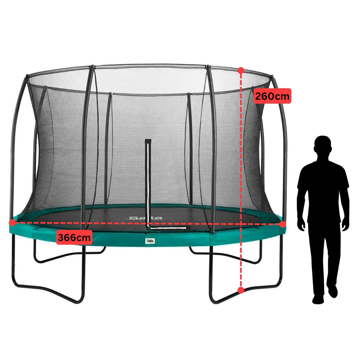 12ft Salta Green Round Comfort Edition Trampoline with Enclosure