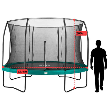 14ft Salta Green Round Comfort Edition Trampoline with Enclosure