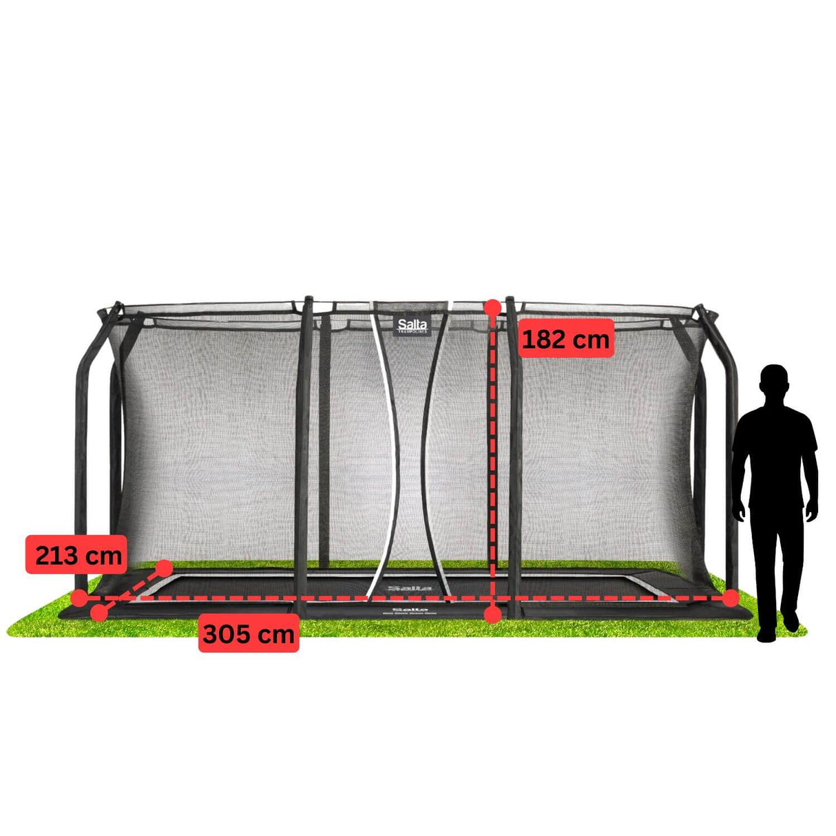 10ft x 7ft Salta Black Royal Baseground Rectangular Trampoline with Enclosure
