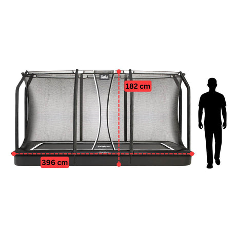 13ft x 8ft Salta Black Royal Baseground Rectangular Trampoline with Enclosure