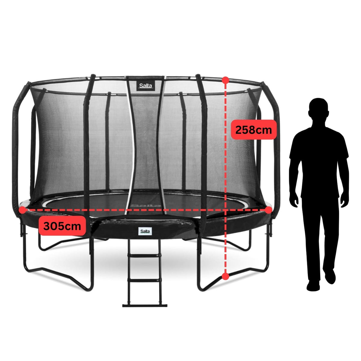 10ft Salta Black Round First Class Edition Trampoline with Enclosure