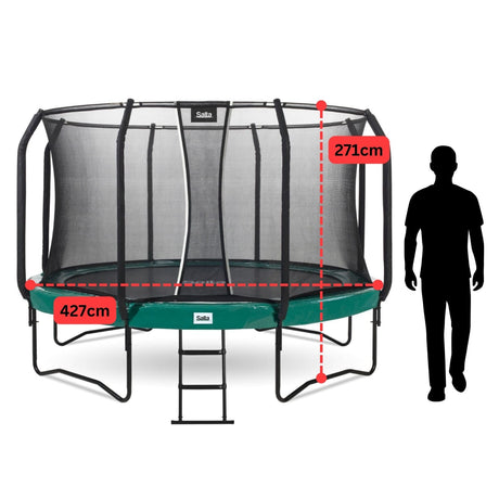 14ft Salta Green Round First Class Edition Trampoline with Enclosure