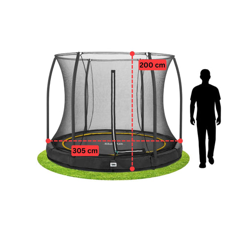 10ft Salta Black Comfort Edition InGround Round Trampoline with Enclosure