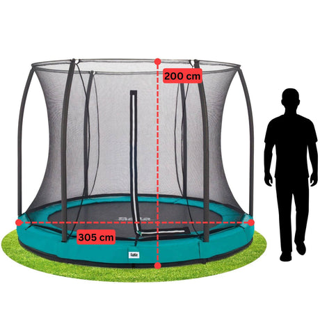 10ft Salta Green Comfort Edition InGround Round Trampoline with Enclosure