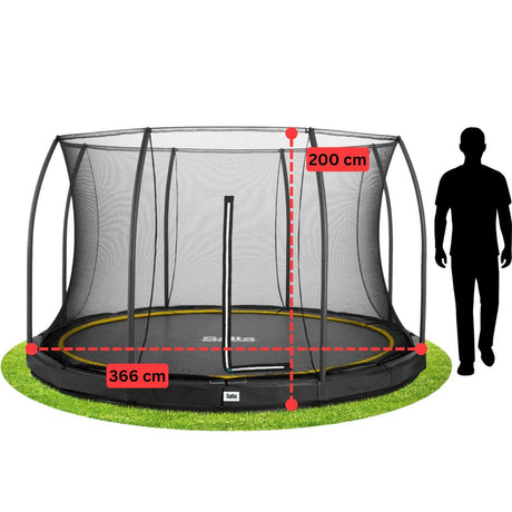 12ft Salta Black Comfort Edition InGround Round Trampoline with Enclosure
