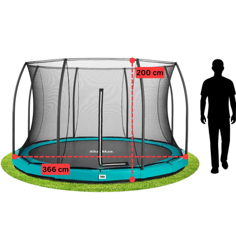 12ft Salta Green Comfort Edition InGround Round Trampoline with Enclosure