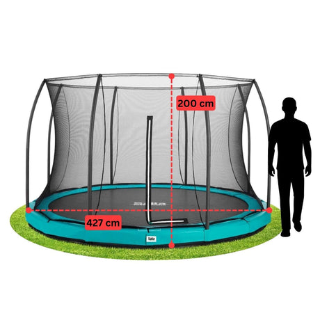 14ft Salta Green Comfort Edition InGround Round Trampoline with Enclosure