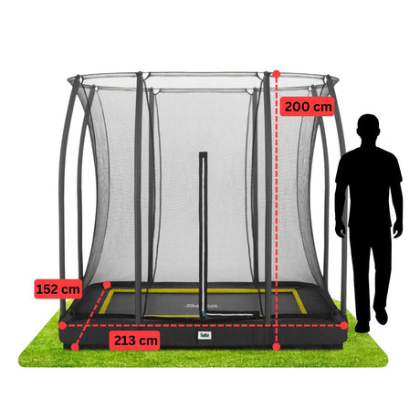 7ft x 5ft Salta Black Rectangular Comfort Edition Inground Trampoline with Enclosure