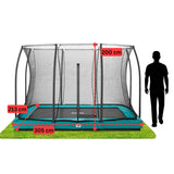10ft x 7ft Salta Green Rectangular Comfort Edition Inground Trampoline with Enclosure
