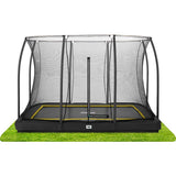 12ft x 8ft Salta Black Rectangular Comfort Edition Inground Trampoline with Enclosure