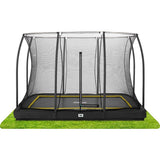 10ft x 7ft Salta Black Rectangular Comfort Edition Inground Trampoline with Enclosure