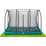 10ft x 7ft Salta Green Rectangular Comfort Edition Inground Trampoline with Enclosure - In Stock April
