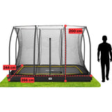 12ft x 8ft Salta Black Rectangular Comfort Edition Inground Trampoline with Enclosure