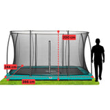 12ft x 8ft Salta Green Rectangular Comfort Edition Inground Trampoline with Enclosure