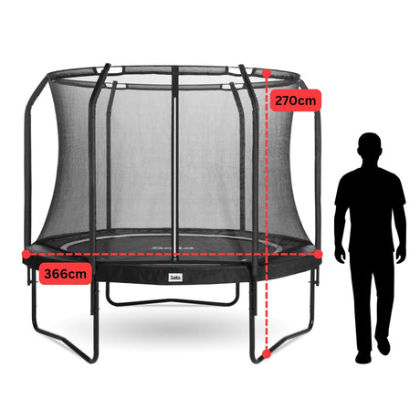 12ft Salta Black Round Premium Edition Trampoline with Enclosure