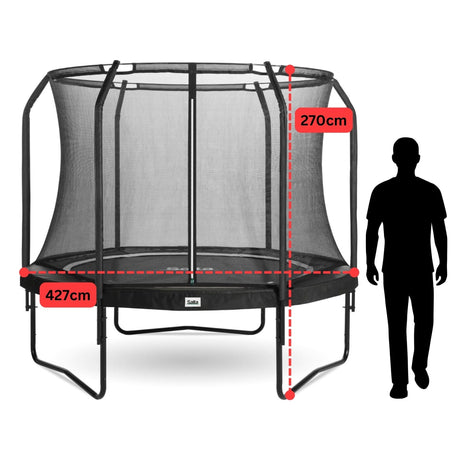 14ft Salta Black Round Premium Edition Trampoline with Enclosure
