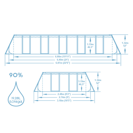 Bestway Steel Pro MAX Rectangular 21ft x 9ft x 52" Above Ground Swimming Pool, Sand Filter Pump & Accessories