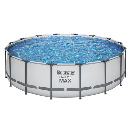 Bestway Round Steel Pro MAX™ Grey 16ft x 48" Above Ground Swimming Pool, Filter, Pump & Accessories