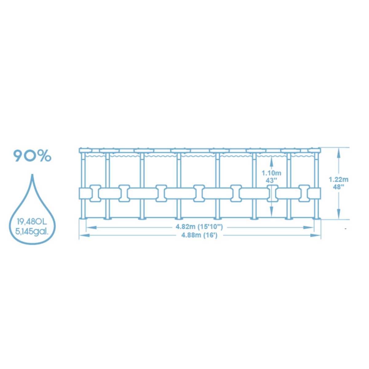 Bestway Round Steel Pro MAX™ Grey 16ft x 48" Above Ground Swimming Pool, Filter, Pump & Accessories