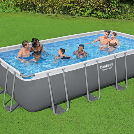 Bestway 18ft x 9ft x 48" Rectangular Steel Pro MAX™ Above Ground Swimming Pool, Sand Filter Pump & Accessories