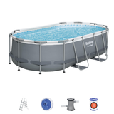 Bestway 14ft x 8ft 2" x 39.5" Oval Steel Pro Max Above Ground Swimming Pool, Filter Pump & Accessories