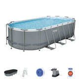 Bestway 18ft x 9ft x 48" Oval Steel Pro Max Above Ground Swimming Pool, Filter Pump & Accessories
