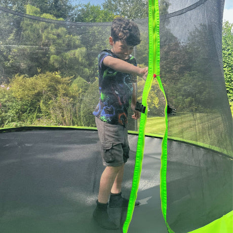 12ft JumpPRO® Xplore Green Round Trampoline with Enclosure
