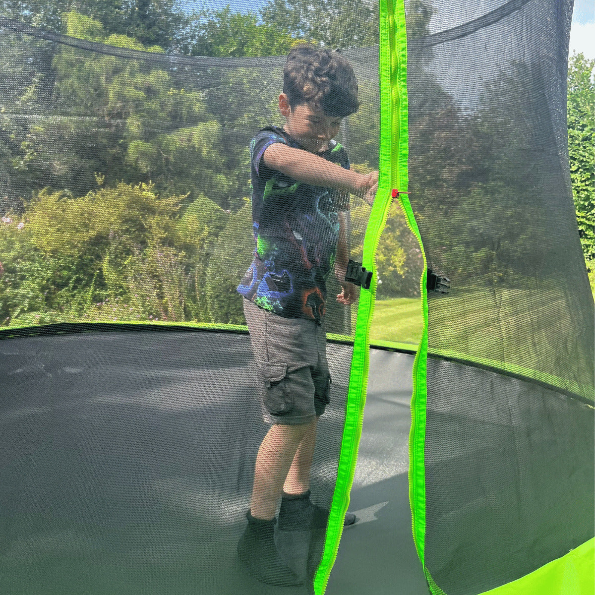 10ft x 7ft JumpPRO® Xplore Green Rectangular Trampoline with Enclosure