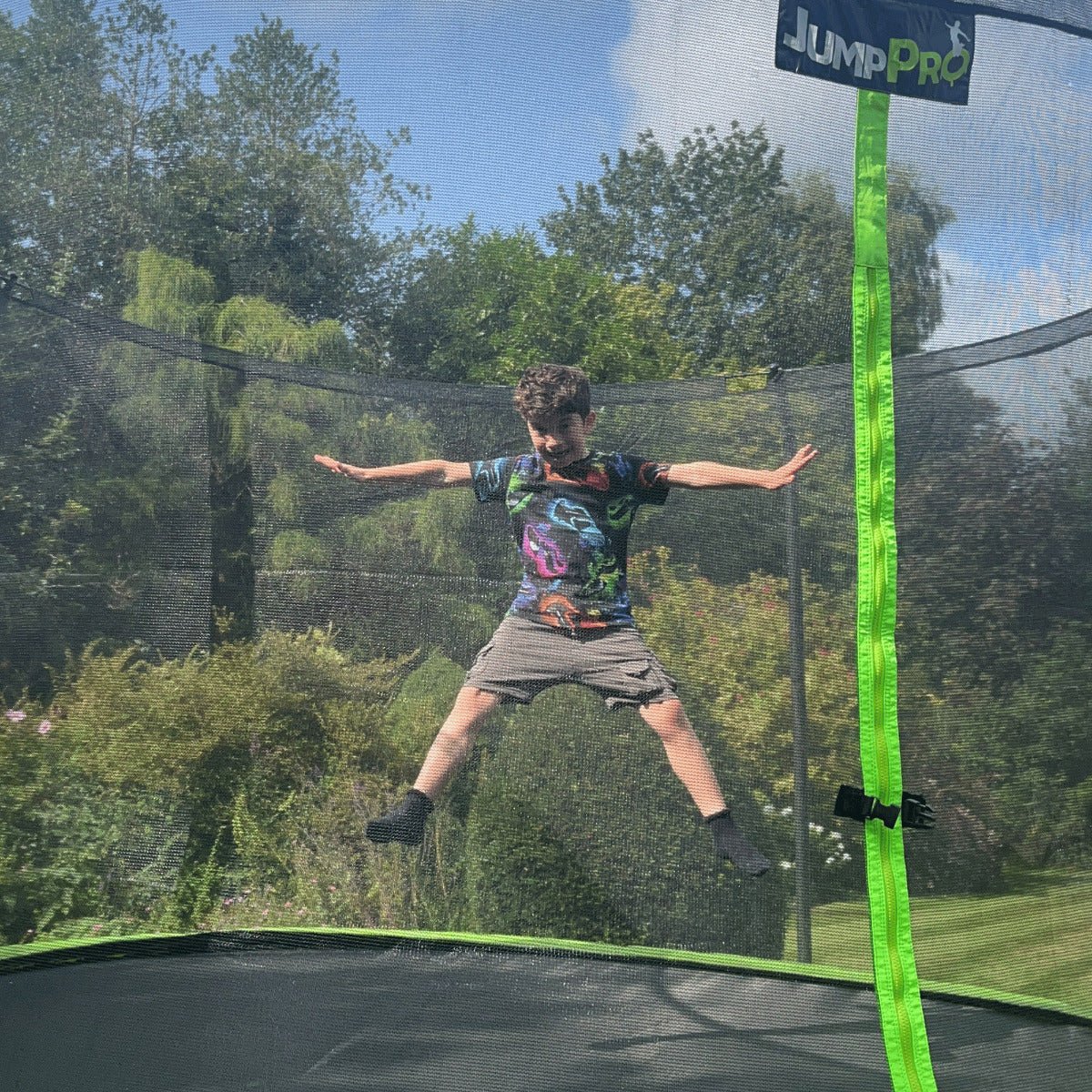 10ft x 7ft JumpPRO® Xplore Green Rectangular Trampoline with Enclosure