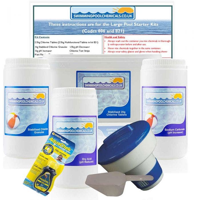 Chemical Starter Kit with Chlorine Tablets and Dispenser - For Pools 12ft - 15ft Diameter